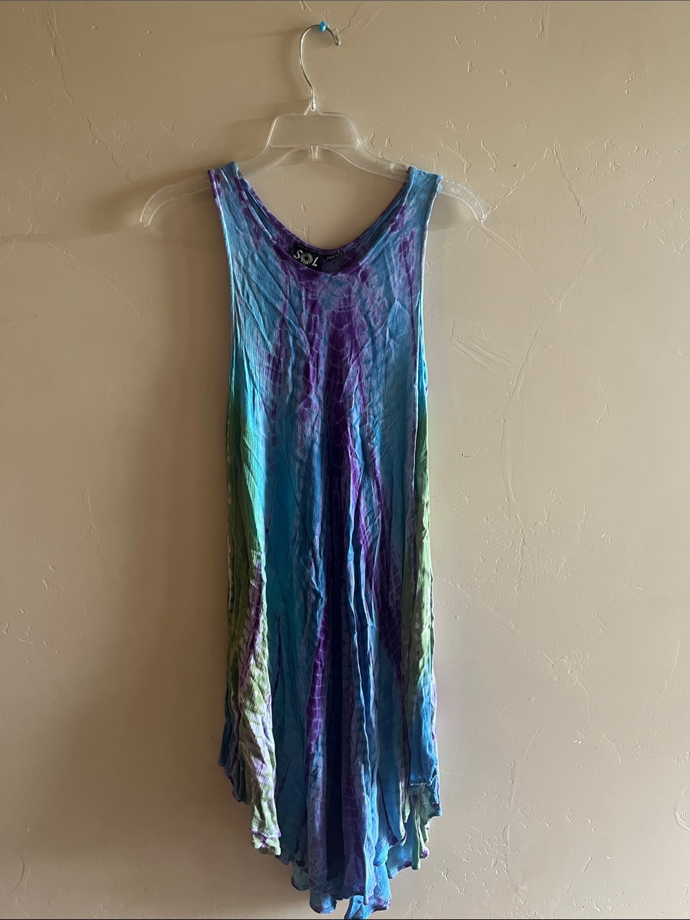 Sleeveless Tie-Dye Swim Coverup in Blue & Purple by Sol